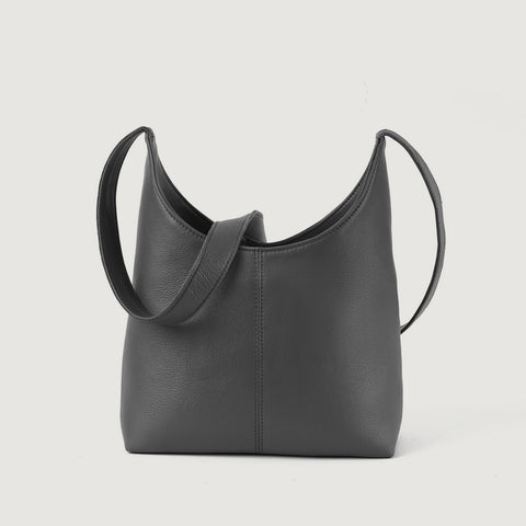 The Stefani Grey Leather Hobo Bag
