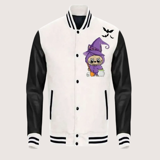 Labubu Halloween Trick or Treat Varsity Jacket - Leather Clan