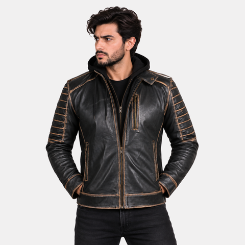 Leather Clan Men's Genuine Cow Ruboff Suicide Squad Joker Leather Jacket