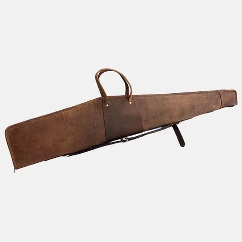 Scoped Leather Rifle Case Distressed Brown