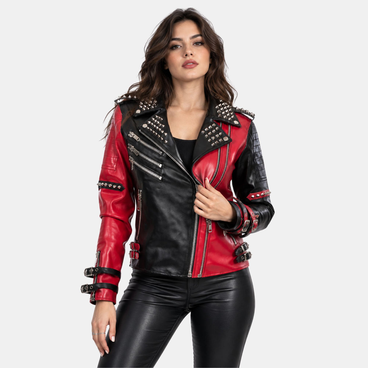 Leather Clan Women's Wrestler Genuine Leather Jacket Product Content