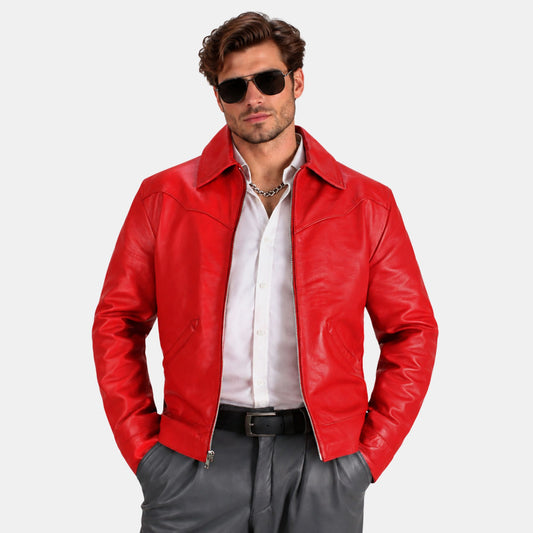 Leather Clan Men's Genuine Lambskin Cropped Leather Jacket