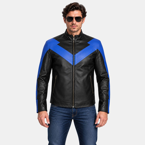 Batman Arkham Knight Nightwing Stylish Cosplay Motorcycle Leather Jacket