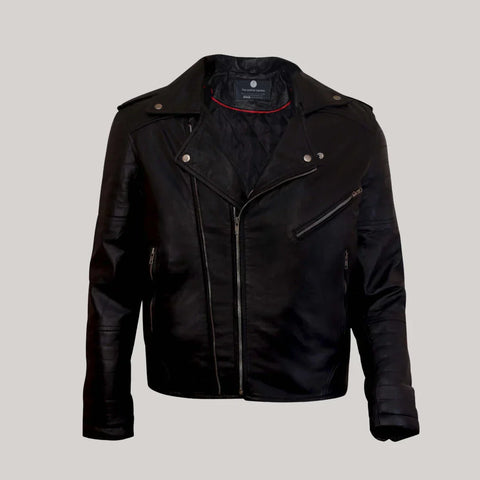 Freaky Mens Black Motorcycle Leather Jacket