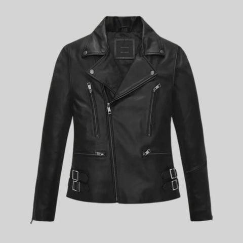 Bruna Marquezine Blue Beetle Leather Jacket