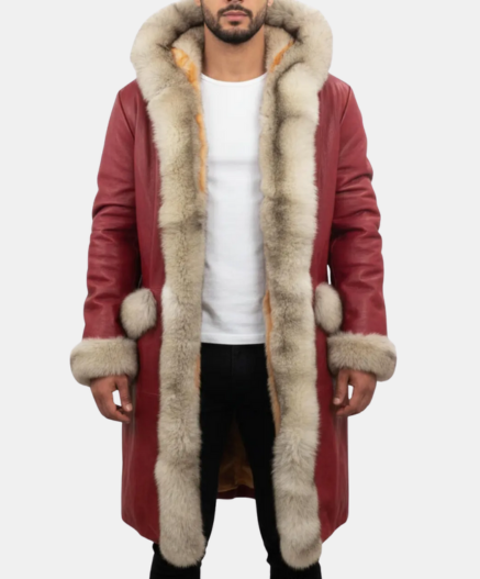 Red Christmas Chronicles Shearling Leather Jacket for Men and Women