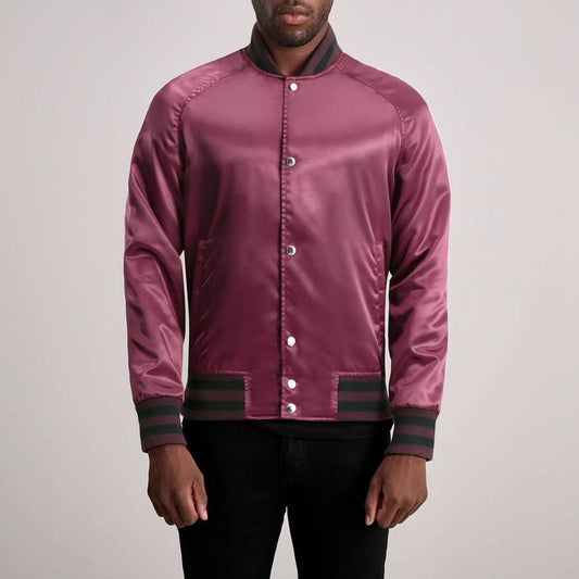 Xander Maroon Varsity Jacket - Leather Clan
