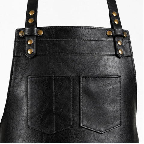 Black Leather Barber Apron