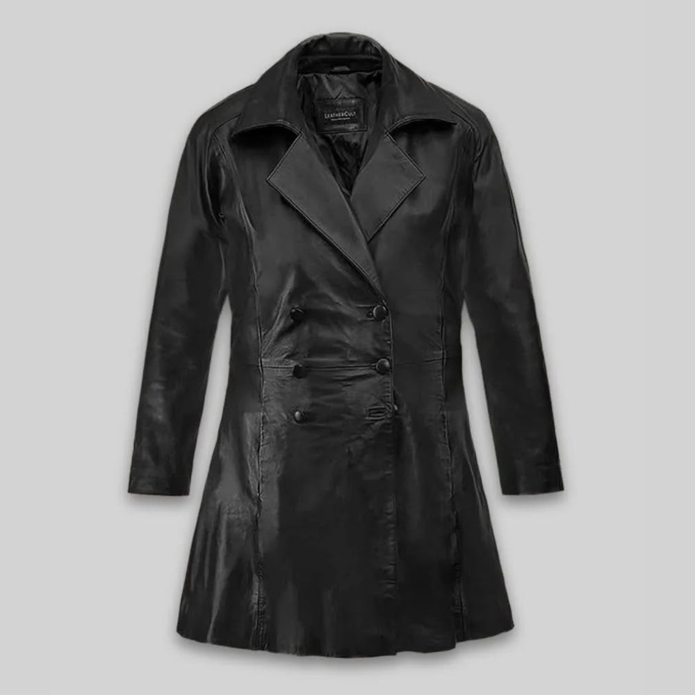 Kim Kardashian Leather Trench Coat