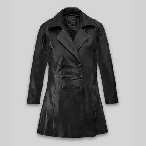 Kim Kardashian Leather Trench Coat