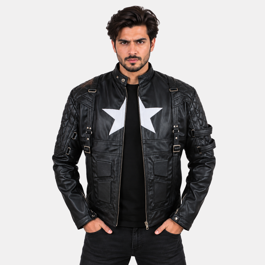 Leather Clan Men's Chris Evans Captain America Genuine Lambskin Leather Jacket (Fencing Jacket)