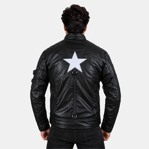 Leather Clan Men's Chris Evans Captain America Genuine Lambskin Leather Jacket (Fencing Jacket)