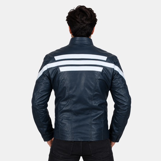 Leather Clan Men's Captain America 2014 Winter Motorbike Faux Leather Jacket (Fencing Jacket)