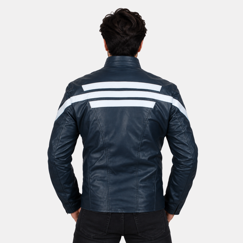 Leather Clan Men's Captain America 2014 Winter Motorbike Faux Leather Jacket (Fencing Jacket)