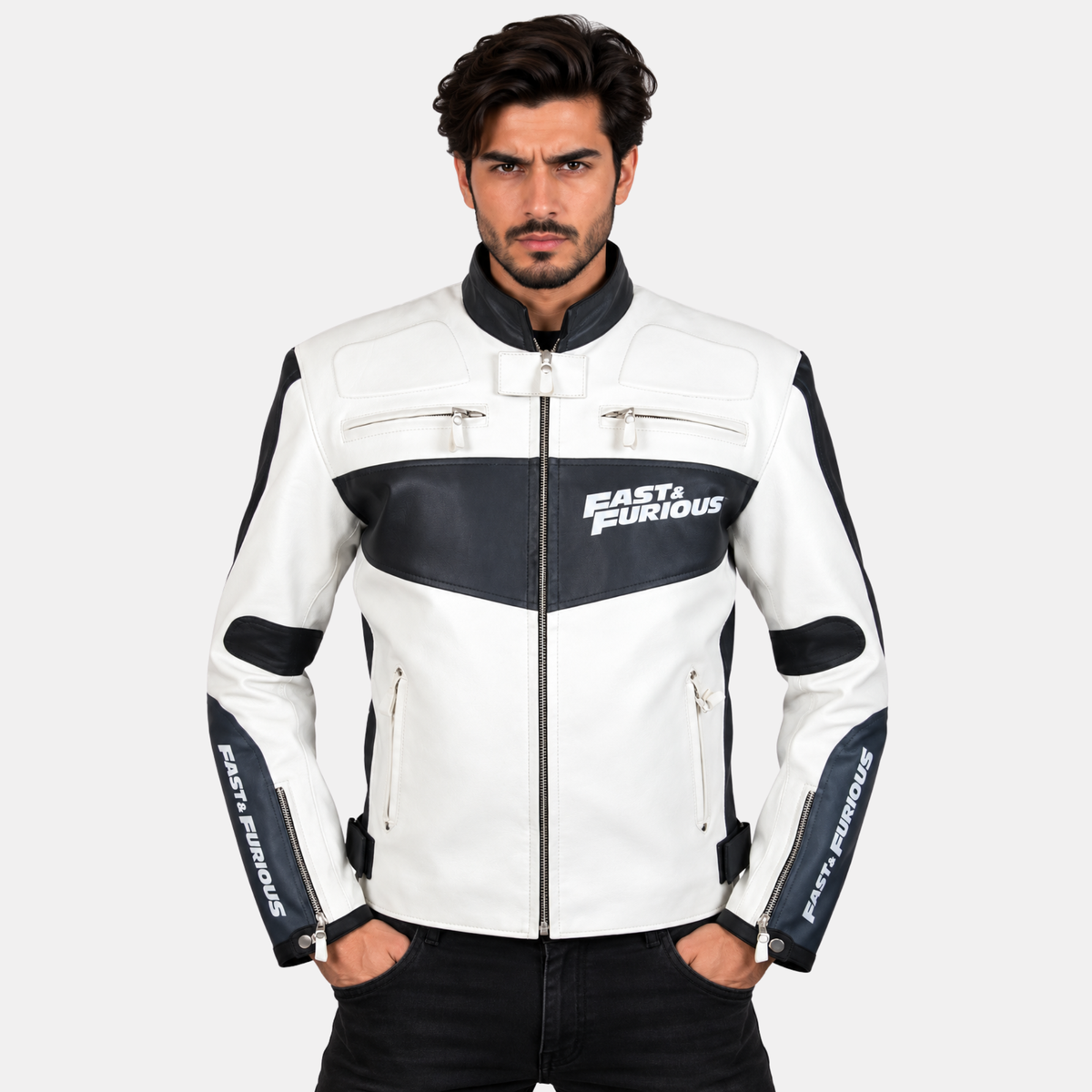 Leather Clan Men's Fast and Furious 7 Dominic Toretto Faux Leather Jacket (Fencing Jacket)