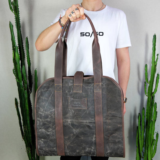 Waxed Canvas Wood Carrier