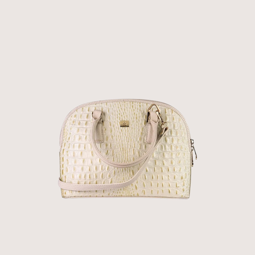White Noir Croc Leather Handbag