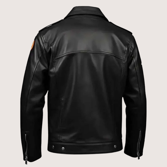 Halloween Black Leather Trucker Jacket