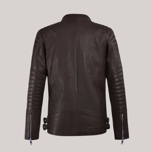 Shotgun Dark Brown Moto Leather Jacket