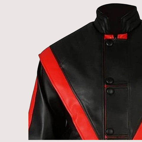 Michael Jackson Red Stripe Black Leather Jacket