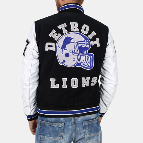 Leather Clan Men's Letterman Varsity Detroit Genuine Leather Jacket