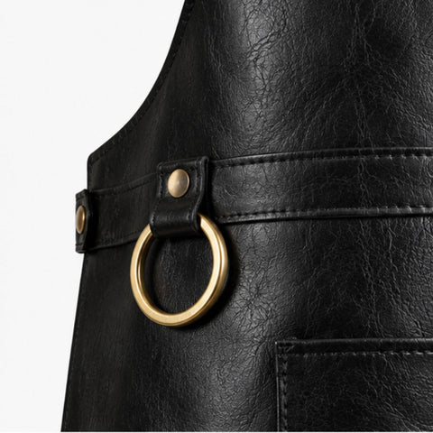 Black Leather Barber Apron