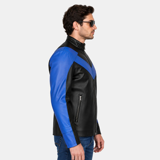 Batman Arkham Knight Nightwing Stylish Cosplay Motorcycle Leather Jacket