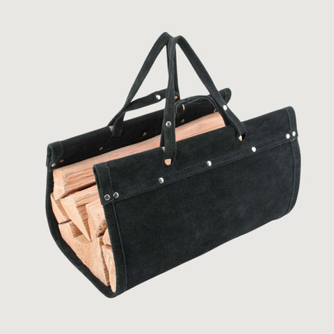 Premium Suede Leather Firewood Log Carrier