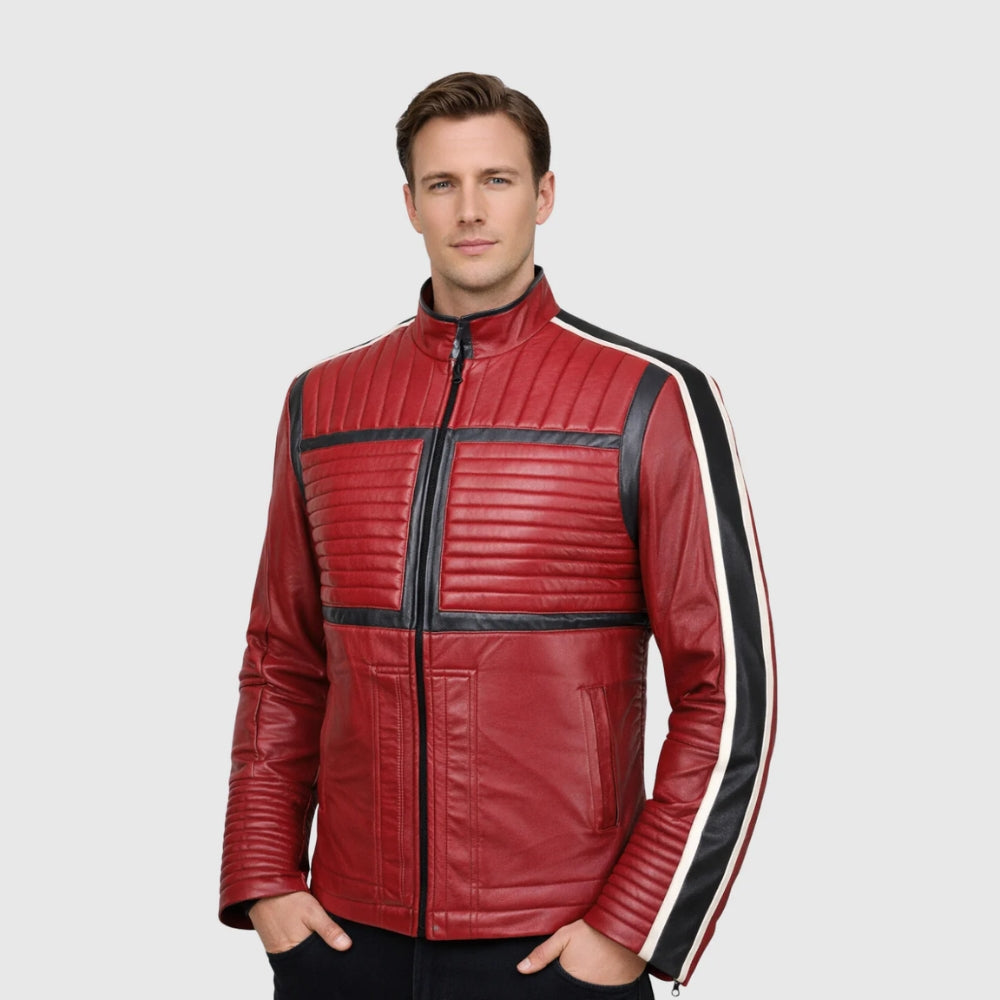 Red Biker Leather Jacket – Motorcycle Casual Style