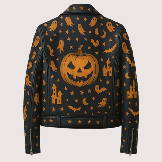 Halloween Black Leather Biker Jacket