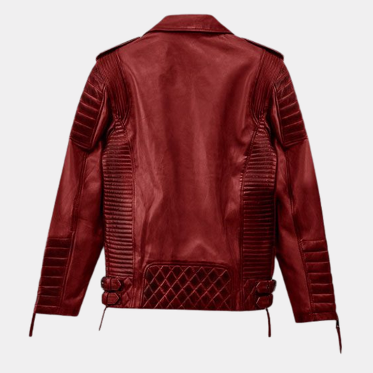 Charles Burnt Red Leather Jacket