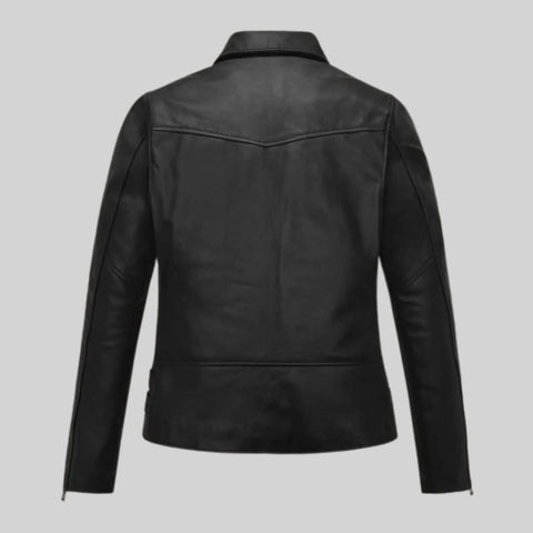 Bruna Marquezine Blue Beetle Leather Jacket