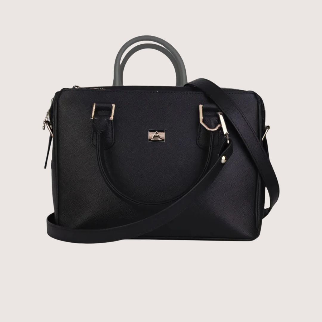Sienna Luxe Black Leather Handbag