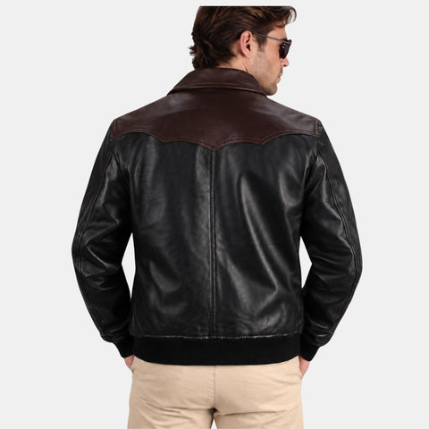 Leather Clan Men's Genuine Lambskin Western Bomber Jacket