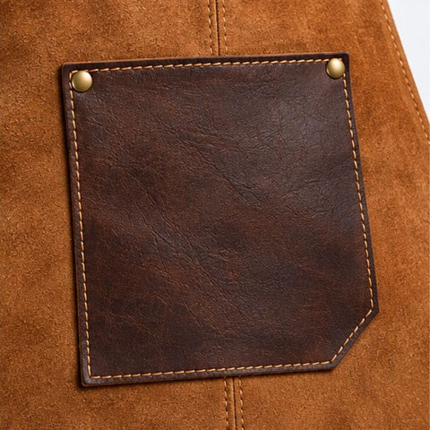 Caramel Brown Cooking Suede Leather Apron