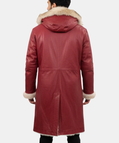 Red Christmas Chronicles Shearling Leather Jacket for Men and Women
