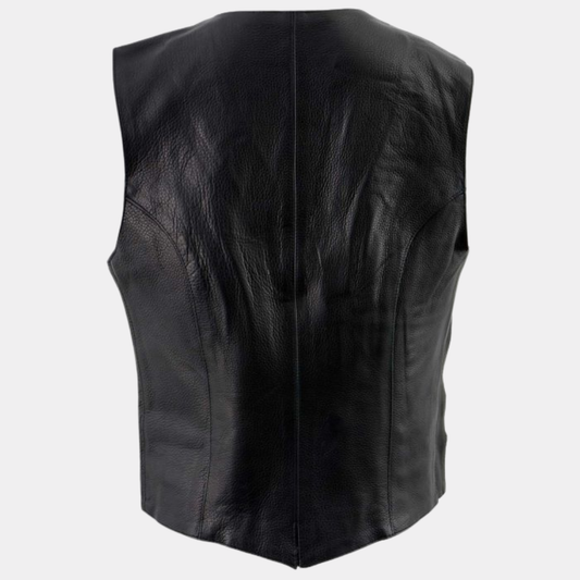 Women's Classic Black Leather Vest