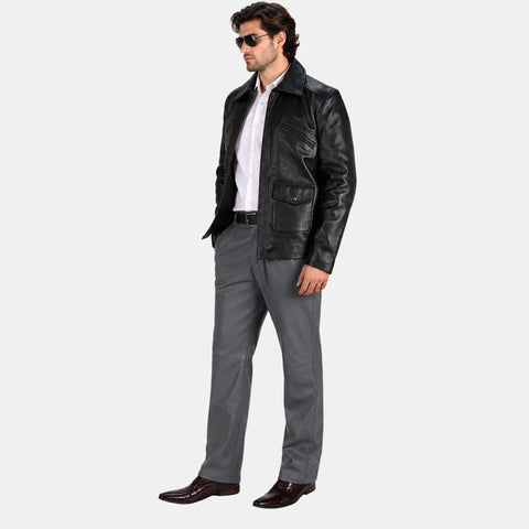 Leather Clan Men's Genuine Lambskin Field Leather Jacket