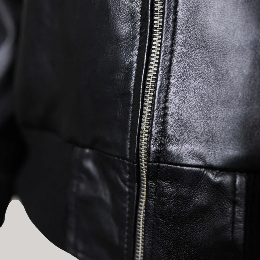 Mens Lambskin Black Bomber Jacket