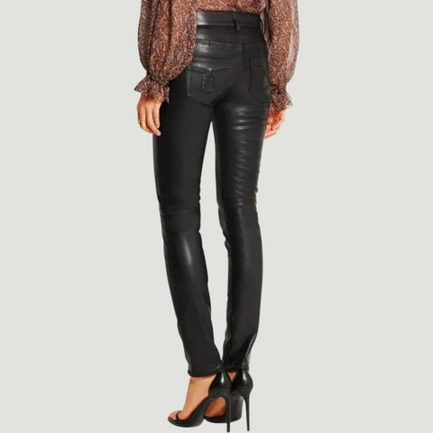 WOMEN'S BLACK VERDUGO LEATHER PANTS