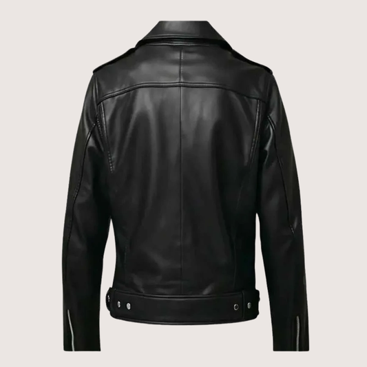 Halloween Patches Black Leather Biker Jacket