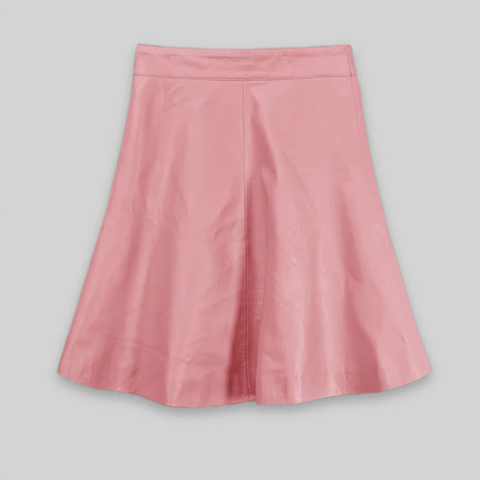 Ellen Pompeo Pink Leather Skirt