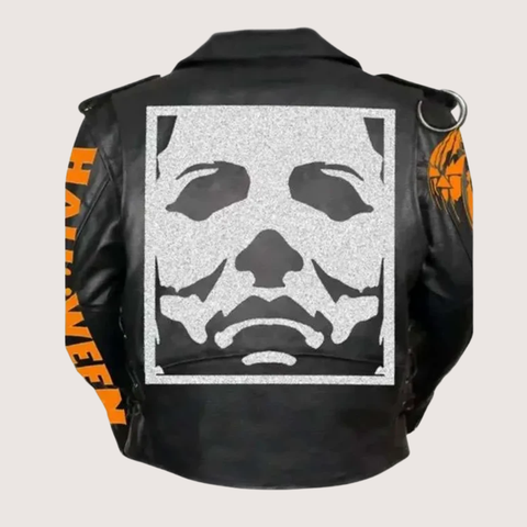 Halloween Black Zip-up Biker Leather Jacket