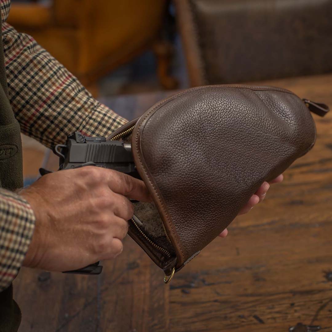 Shearling Lining Leather Pistol Pad