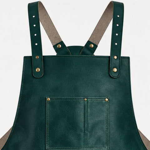 Full Grain Green Leather Welder's Apron