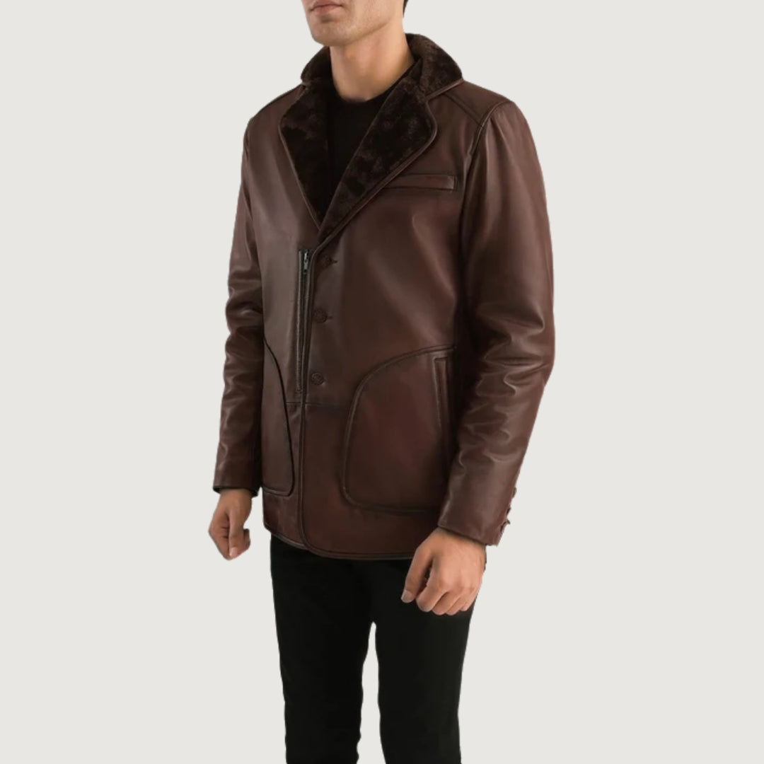 Rocky Brown Fur Leather Coat