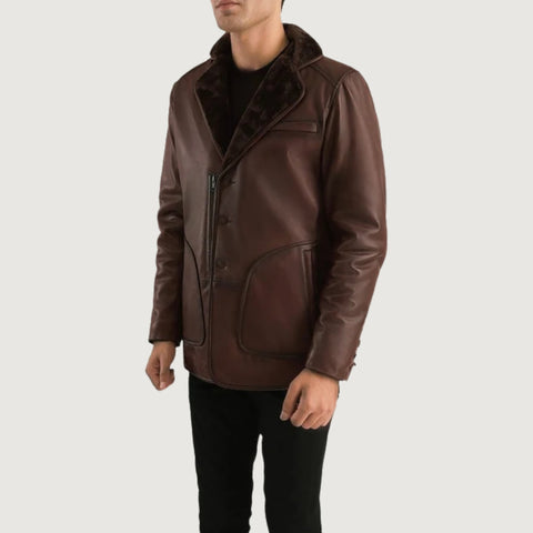 Rocky Brown Fur Leather Coat