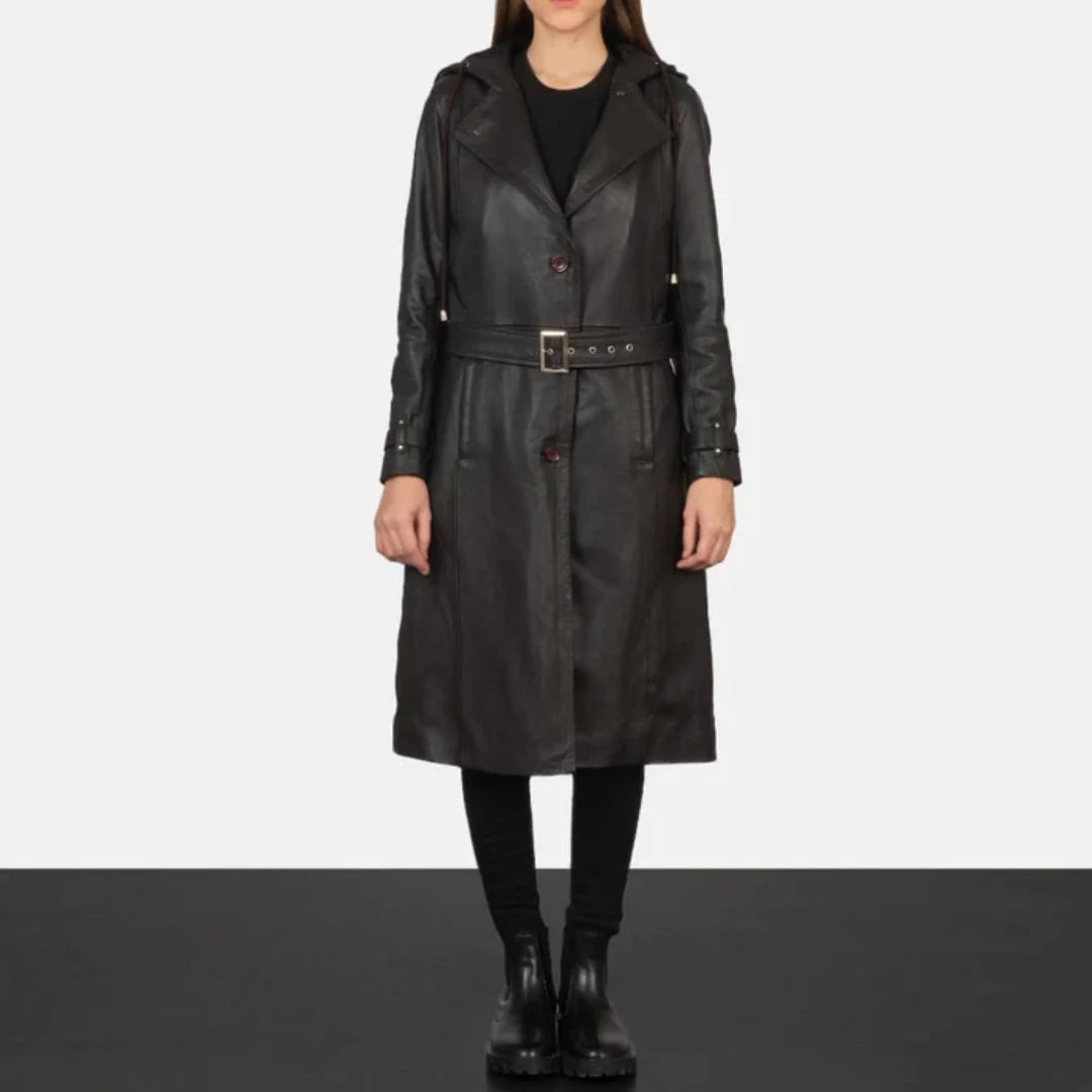 Fixon Hooded Brown Trench Coat