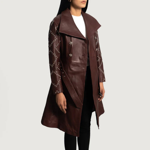 Missoni Maroon Leather Trench Coat