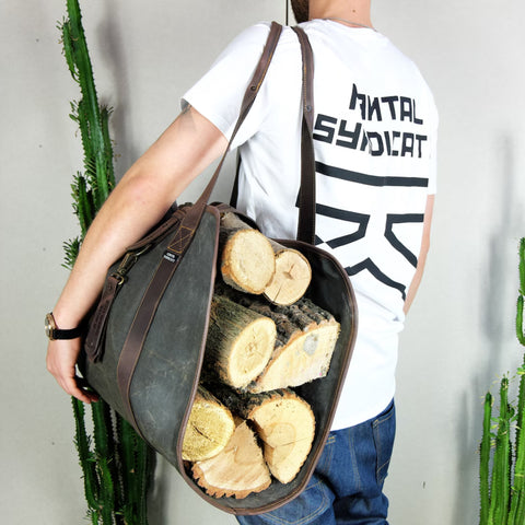 Waxed Canvas Wood Carrier